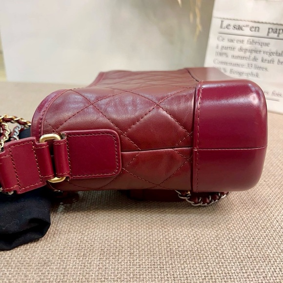 Chanel Aged Calfskin Quilted Small Gabrielle Hobo Burgundy - Picture 6 of 8